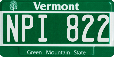 VT license plate NPI822