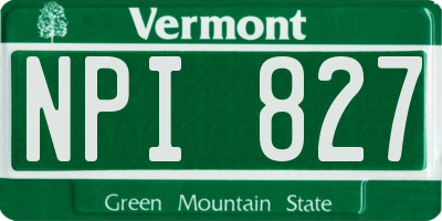 VT license plate NPI827
