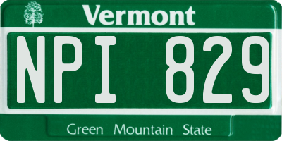 VT license plate NPI829