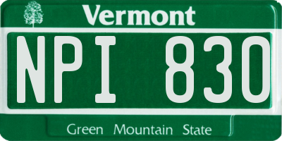 VT license plate NPI830