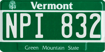 VT license plate NPI832