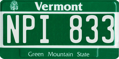 VT license plate NPI833