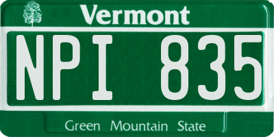 VT license plate NPI835