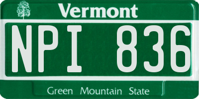 VT license plate NPI836