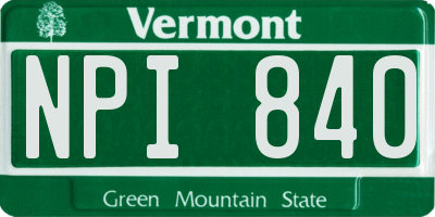 VT license plate NPI840