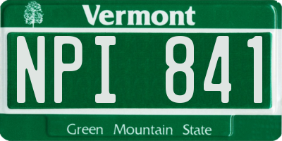 VT license plate NPI841