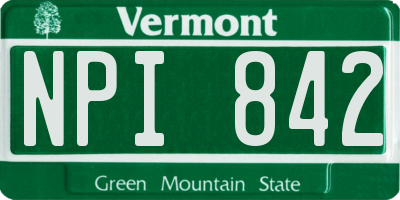 VT license plate NPI842