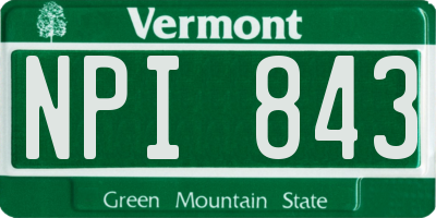 VT license plate NPI843