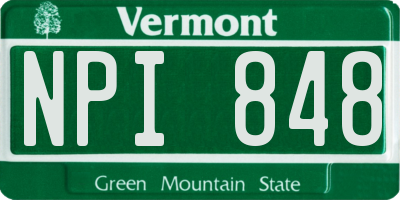 VT license plate NPI848