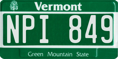 VT license plate NPI849