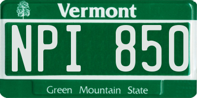 VT license plate NPI850