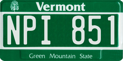 VT license plate NPI851