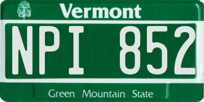 VT license plate NPI852