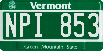 VT license plate NPI853