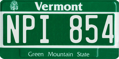 VT license plate NPI854