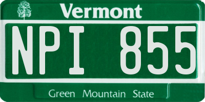 VT license plate NPI855