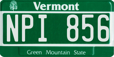 VT license plate NPI856