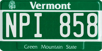 VT license plate NPI858