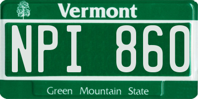 VT license plate NPI860