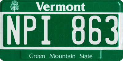 VT license plate NPI863