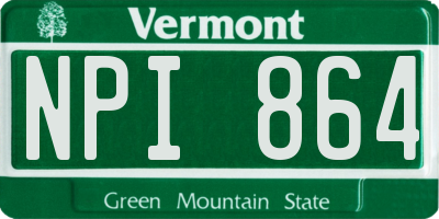 VT license plate NPI864