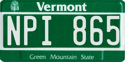 VT license plate NPI865