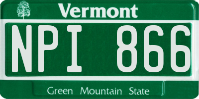 VT license plate NPI866