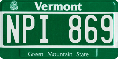 VT license plate NPI869