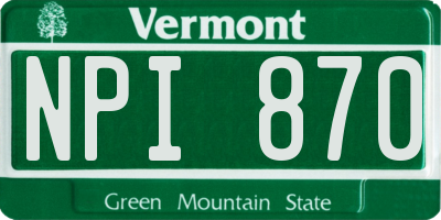 VT license plate NPI870