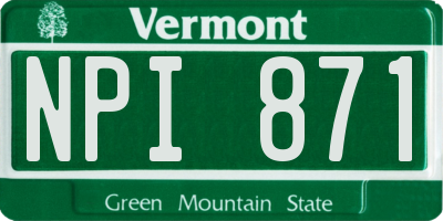 VT license plate NPI871