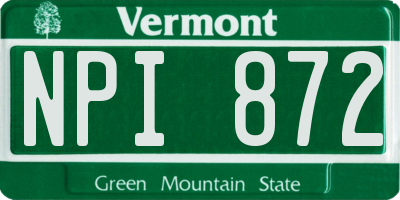 VT license plate NPI872