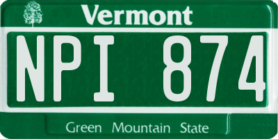 VT license plate NPI874