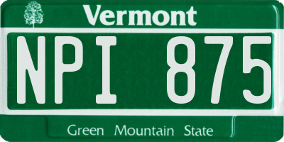 VT license plate NPI875