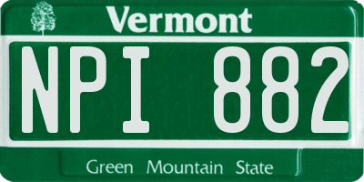VT license plate NPI882