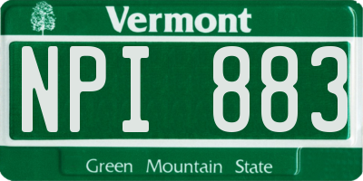 VT license plate NPI883