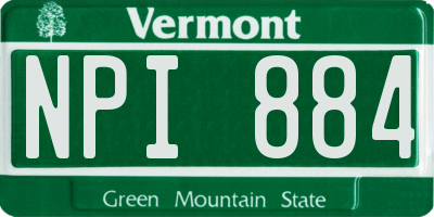 VT license plate NPI884