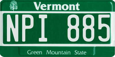 VT license plate NPI885