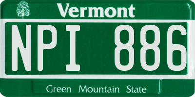VT license plate NPI886