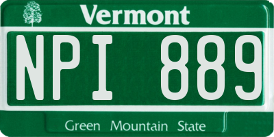 VT license plate NPI889