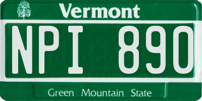 VT license plate NPI890
