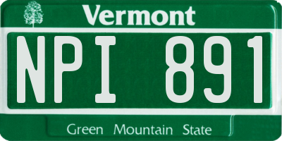 VT license plate NPI891