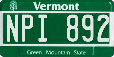 VT license plate NPI892