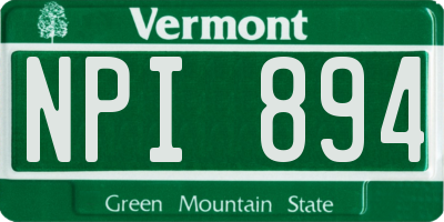 VT license plate NPI894