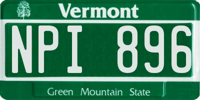 VT license plate NPI896