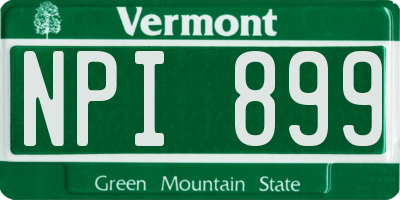 VT license plate NPI899