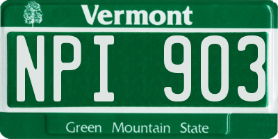VT license plate NPI903