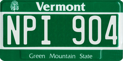 VT license plate NPI904