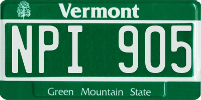 VT license plate NPI905