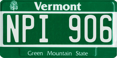 VT license plate NPI906