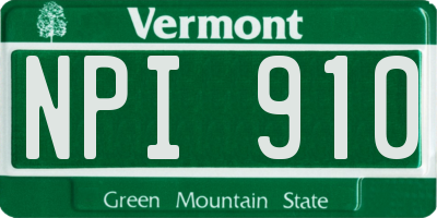 VT license plate NPI910